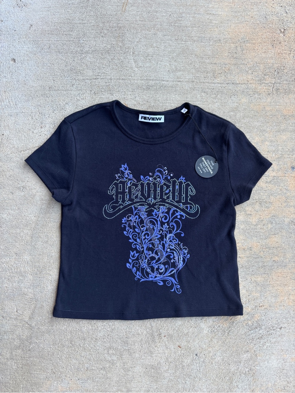 NWT Graphic Bedazzled Baby Tee